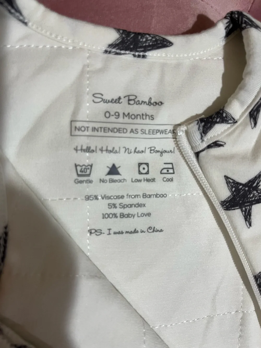 NWT 🌟 Sweet Bamboo Sleep Sack with Black Star Print 0-9m